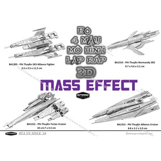 Mô Hình Lắp Ghép kim Loại 3D Colection 4 mẫu phi thuyền Mass Effect