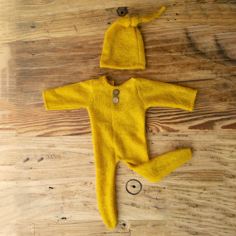 Set Đồ 2 Món Gồm Áo Liền Quần + Nón + Băng Cài Đầu Làm Phụ Kiện Chụp Ảnh Cho Bé Sơ Sinh