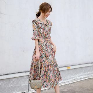 Đầm chiffon hoạ tiết hoa