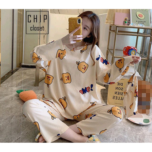 Đồ Bộ Nữ Tay Dài Quần Dài - Bộ Hoạt Hình Thun Mềm Mịn Cực Xinh - Hàng Thái Chuẩn Cao Cấp Full 25 Mẫu - TQ001