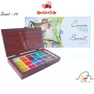 Màu nước sonnet 24 màu và hộp gỗ