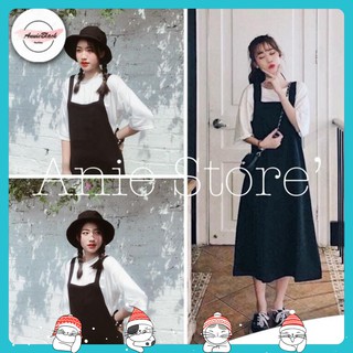 [Mã  ANUI20 hoàn 20k xu đơn 0đ] Set Váy Yếm Nữ 🦋 Bộ Váy Yếm Ao Thun Trắng Dáng Rộng 🦋 AB