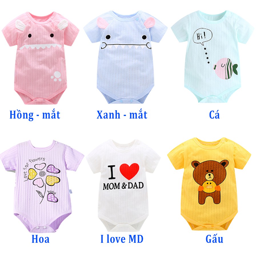 Combo 3 Bodysuit body chip ngắn tay Cotton Giấy Xuất Nhật Cho Bé Trai Bé Gái TTS210
