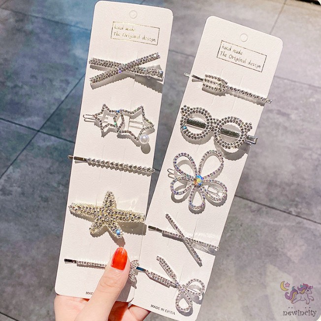 Bộ 5 kẹp tóc đính đá thời trang xinh xắn phong cách Hàn Quốc