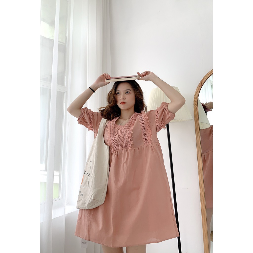 Đầm Babydoll Phối Ren- leda