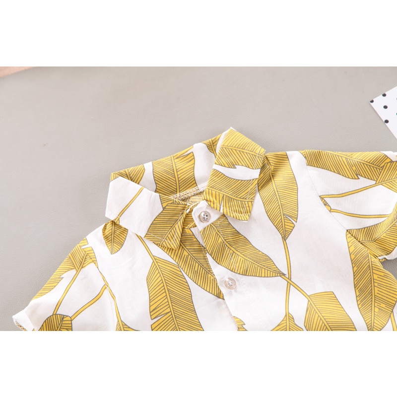 Set áo sơ mi ngắn tay + quần short bé trai 0-5 tuổi