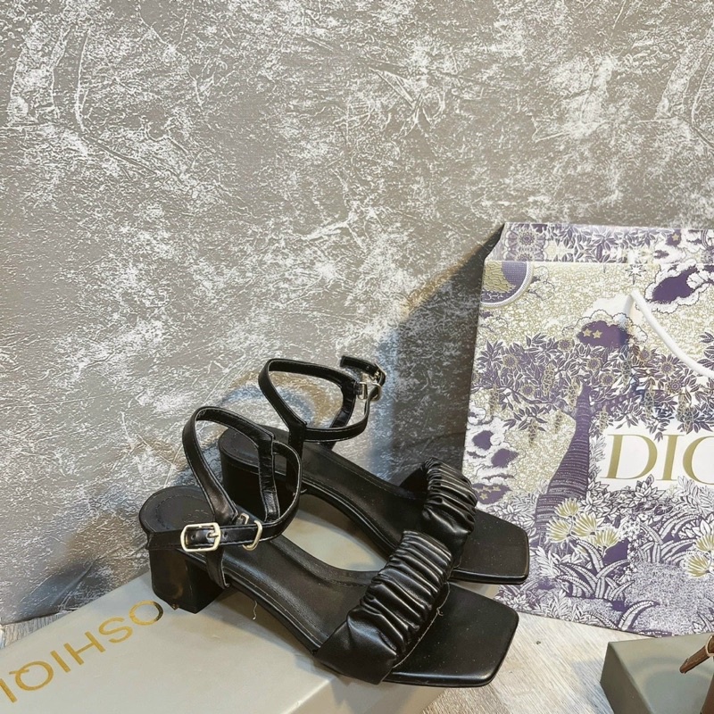 [GIÁ HUỶ DIỆT] Giày sandal cao gót quai nhún gót vuông 7p mẫu mới -Màu đen