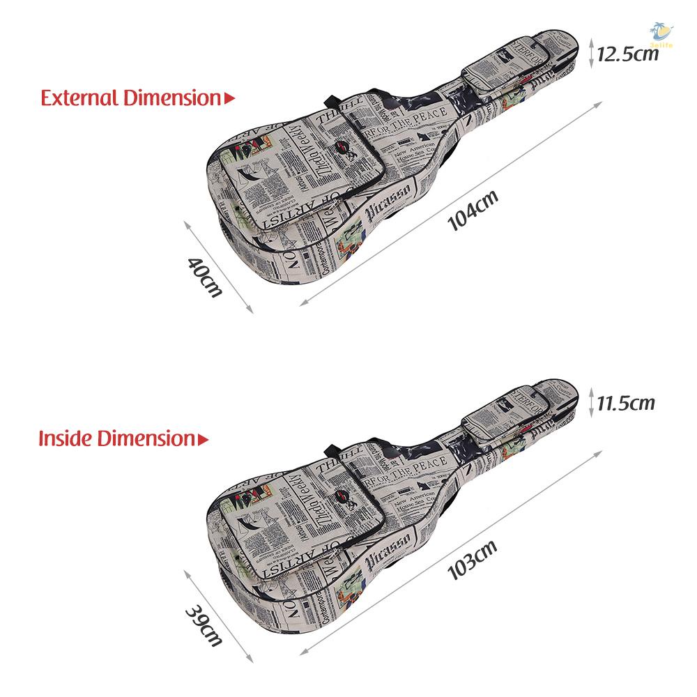 Túi Đựng Đàn Guitar Bằng Vải Oxford Chống Thấm Nước 600D Có Dây Đeo Họa Tiết Báo Báo 40Inch