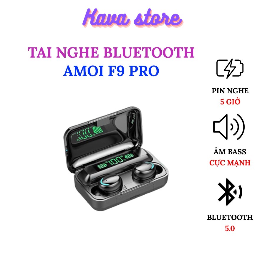 Tai Nghe Bluetooth 5.0 True Wireless Amoi F9 Pro Bản Quốc Tế Cao Cấp Cảm Biến Vân Tay ,Kiêm Sạc Dự Phòng - Kava Store