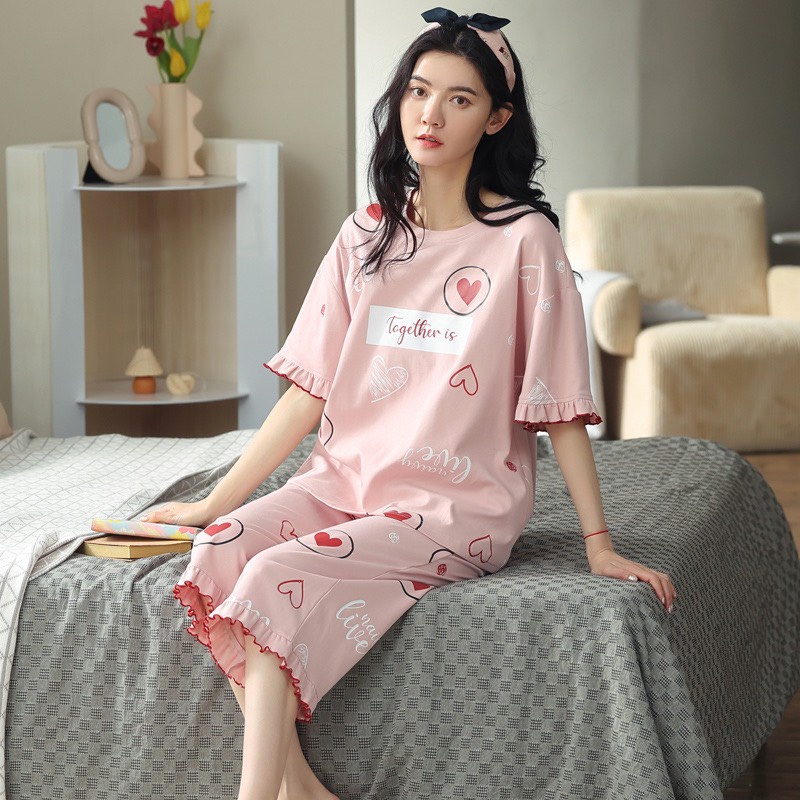 Bộ mặc nhà cotton lửng cao cấp Together