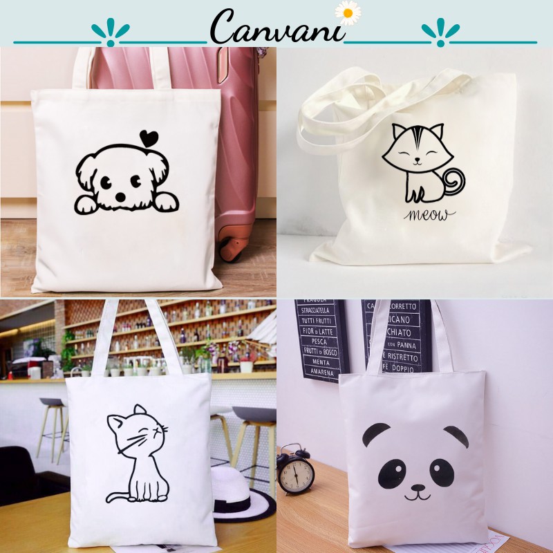 Túi Tote Vải Canvas Nữ Đẹp Có Khóa Miệng Túi Canvas Nhiều Mẫu HotTrends_Canvani001