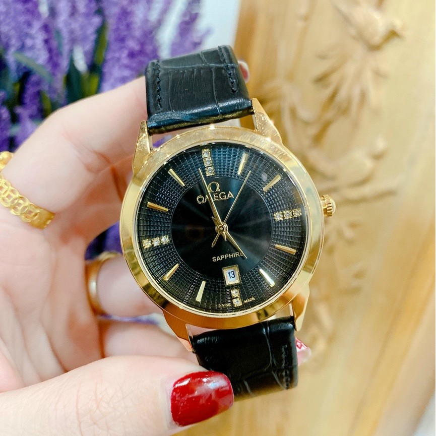 Đồng hồ Omega Nam dây da mềm, hàng full box, thẻ bảo hành 12 tháng - Dongho.omega