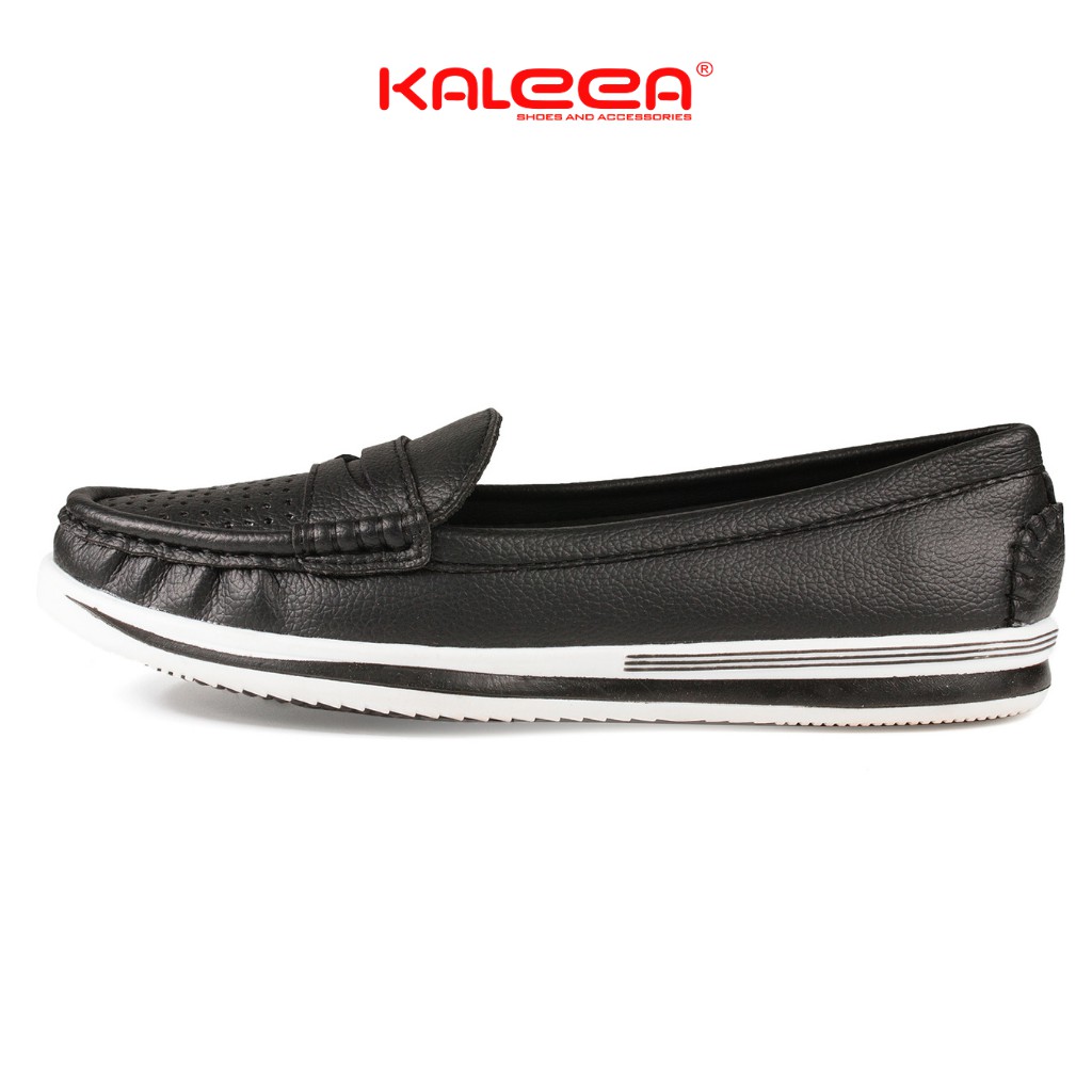 Giày Bệt Nữ Mũi Tròn Moca - KALEEA Đế Bằng Dày 2.5cm Trống Trơn Trượt Mũi Đục Lỗ Lazer - K498 | BigBuy360 - bigbuy360.vn