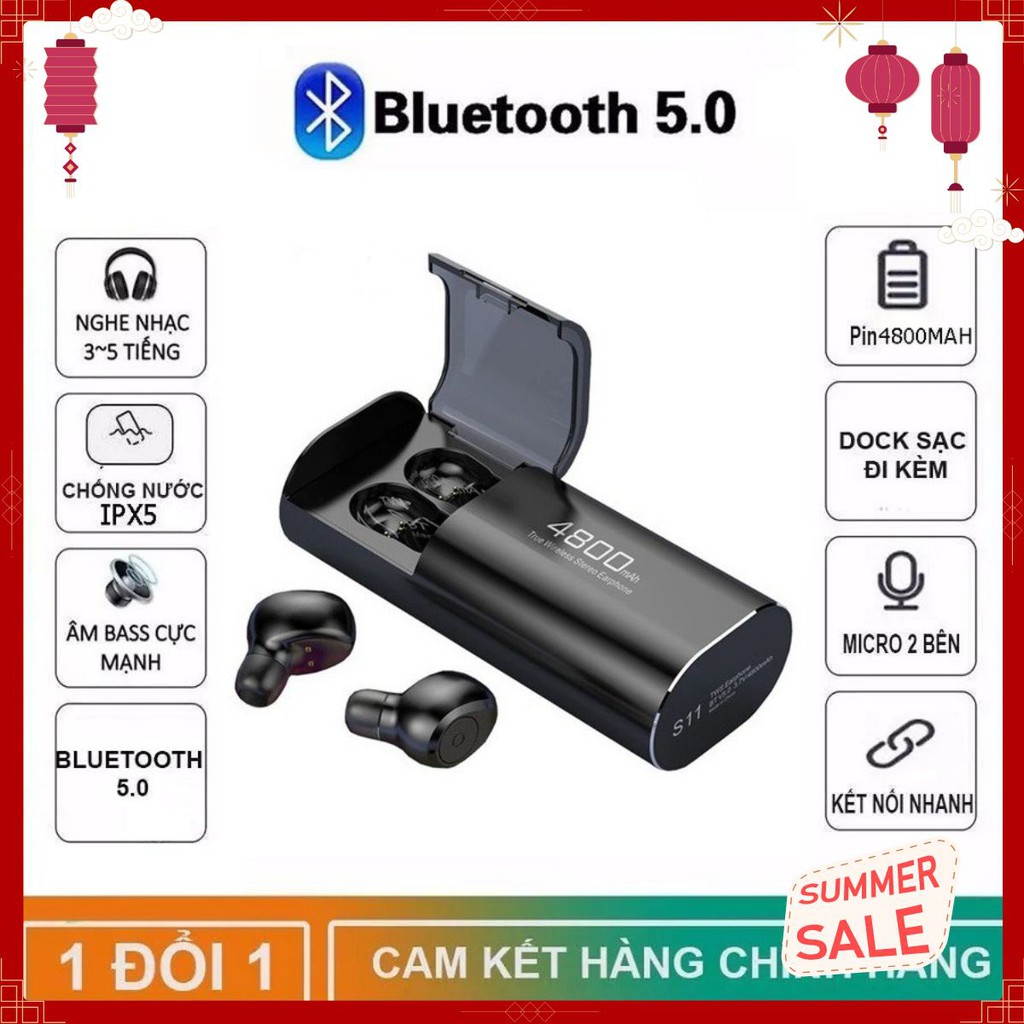 Tai nghe Bluetooth Không Dây Nhét Tai Kiêm Sạc Dự Phòng Amoi S11 TWS Nâng Cấp Hơn i7, i9, i12, F9, F9 Pro ZOABSHOP03