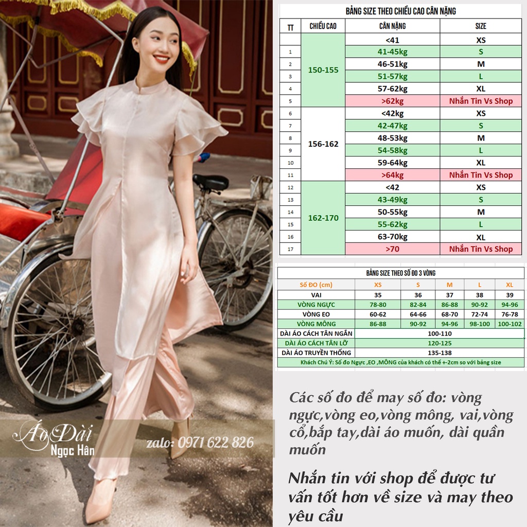 Áo Dài Cách Tân Nữ Vai Bồng Tà Xẻ Cao Cấp A43