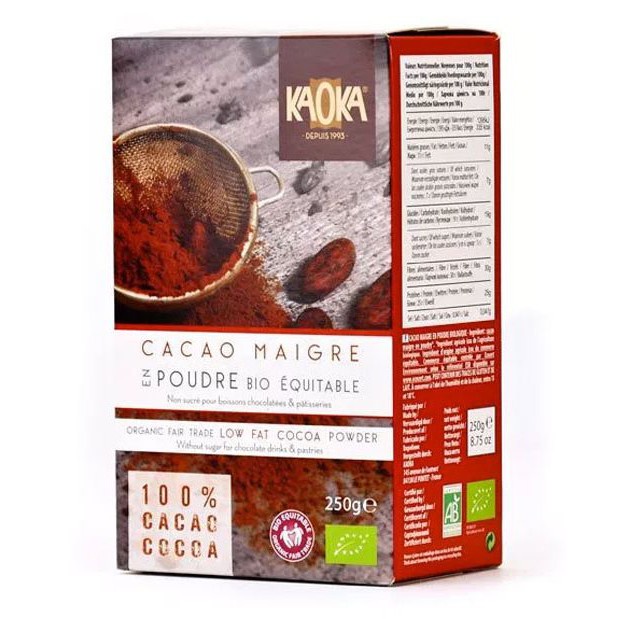 CaCao Nguyên Chất / ORGANIC / CaCao Nguyên Chất Hữu Cơ Tách Bơ Kaoka 250 gr, Nhập Khẩu Pháp