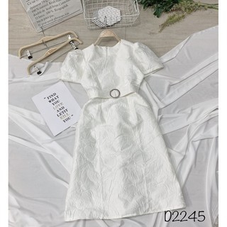 Đầm gấm midi tay phồng - Đầm dự tiệc ( đổi trả nếu không giống hình )