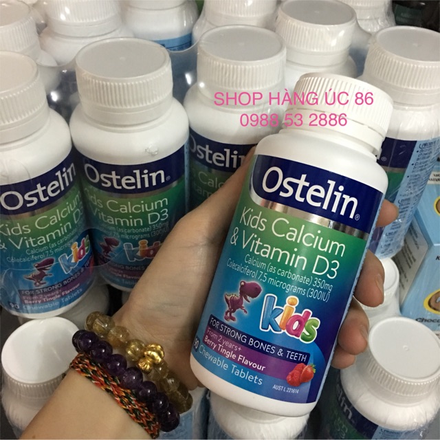 Kẹo Canxi khủng long Ostelin kids Calcium và Vitamin D3 90 viên của Úc