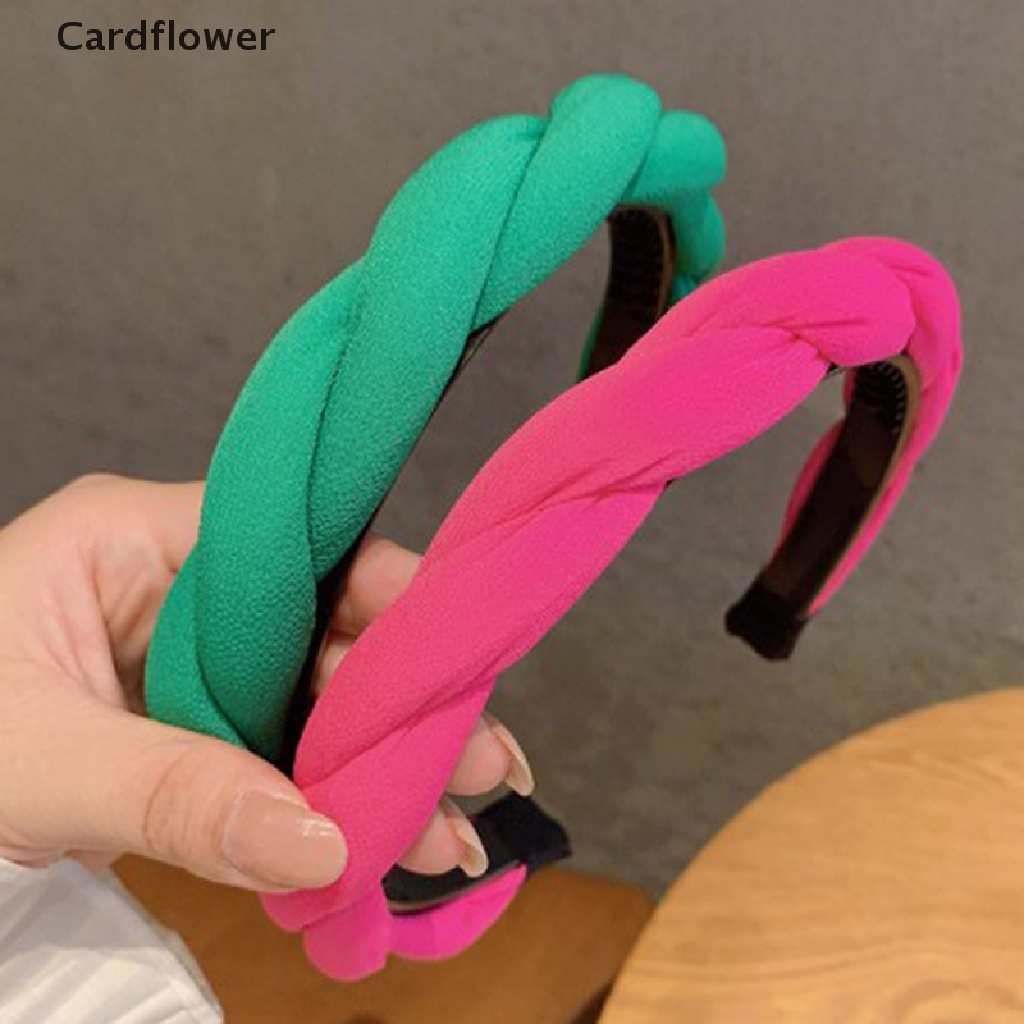 &lt; Cardflower &gt; Băng Đô Cài Tóc Màu Trơn Họa Tiết Gấp Đôi Thời Trang Đang Giảm Giá