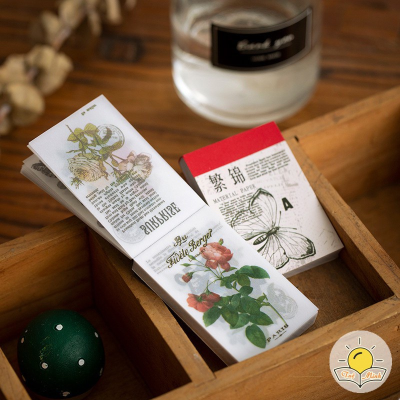 Quyển 80-100 tờ tranh vintage trang trí bullet journal, bộ sưu tập tờ ảnh Chấu Âu