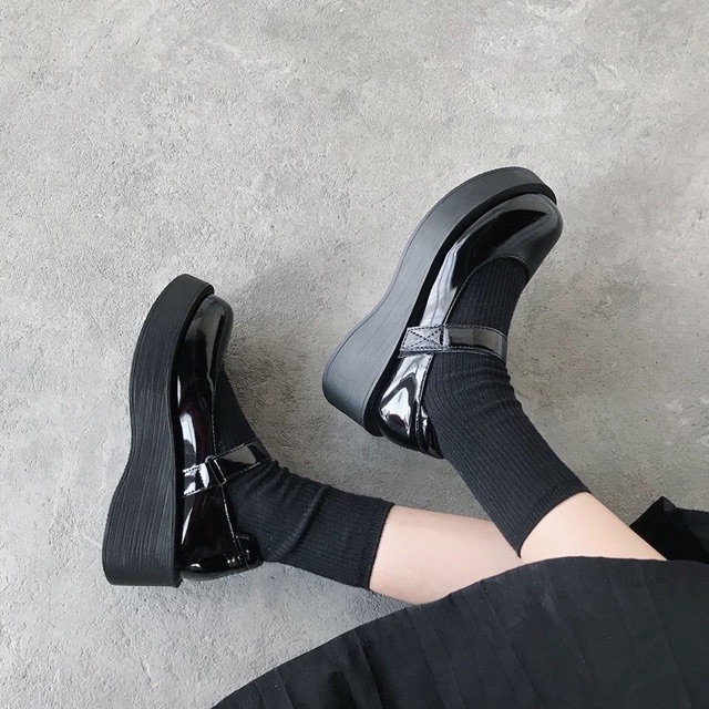 Giày Mary Janes đế bằng quai dán cao 5cm mã K019