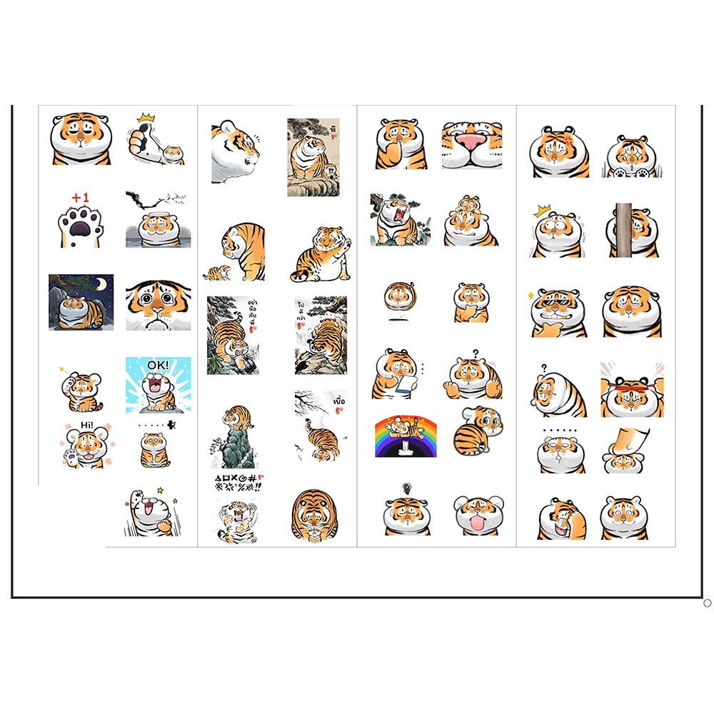 sticker hổ mập SI31 hình dán dễ thương trang trí dán sổ dán điện thoại 1 tờ 7*19,5cm bullet journal chonky tiger