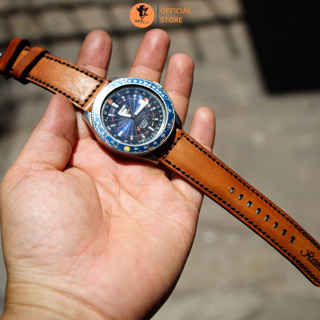 Dây đồng hồ da bò màu vàng bò - RAM Leather Classic 1970