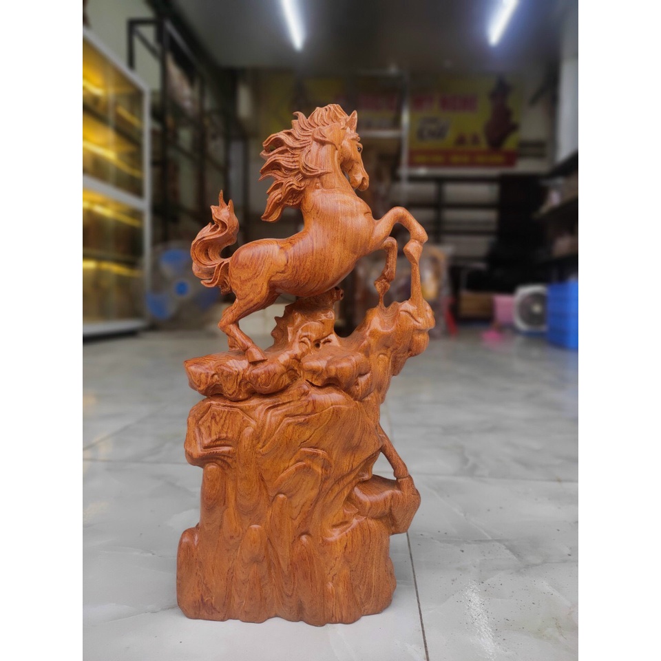 Tượng Song Mã  gỗ Hương Đá nguyên khối kích thước Cao 30 40 60 Cm