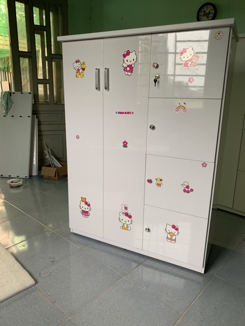 Tủ nhựa đài loan 2 cánh lớn 4 cánh nhỏ 105x145 trắng