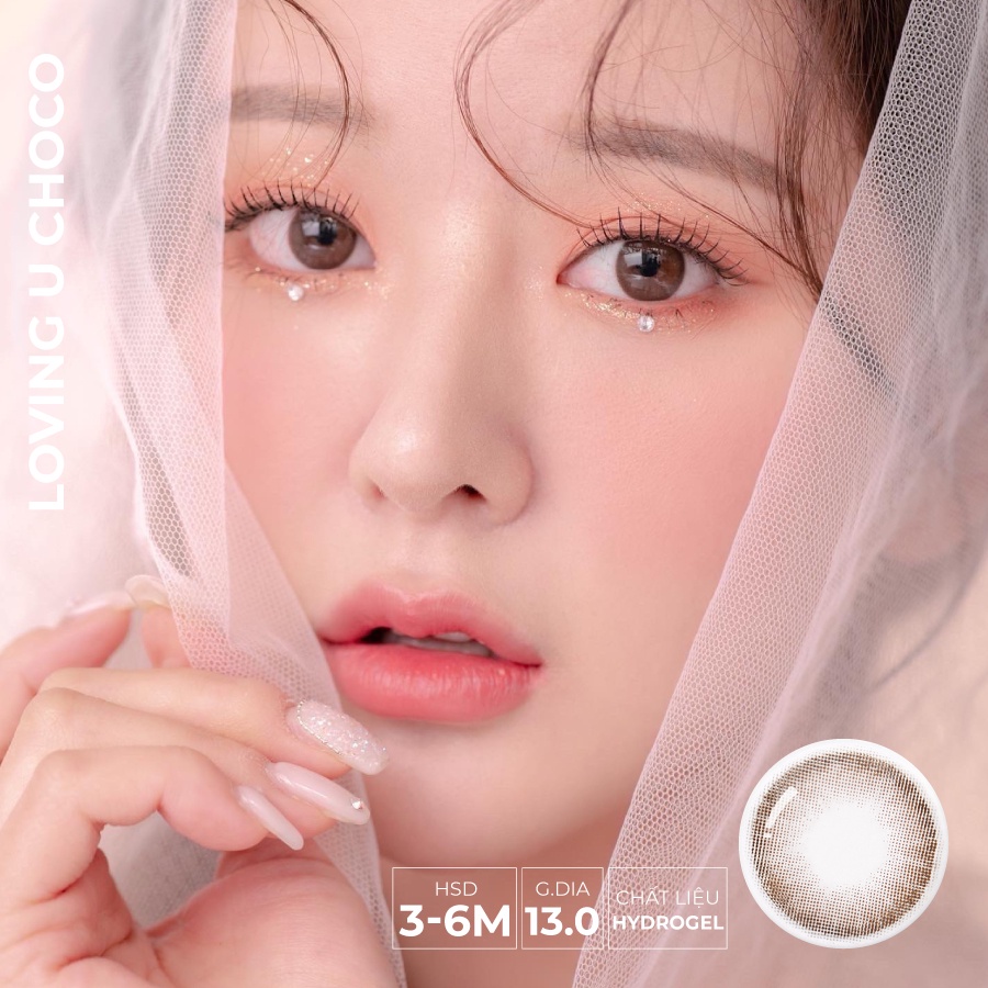 Kính áp tròng LOVING U CHOCO của OLENS (6 Tháng - Hydrogel): Lens nâu choco tự nhiên tròn trịa | LENS XOẮN (Giá 1 chiếc)