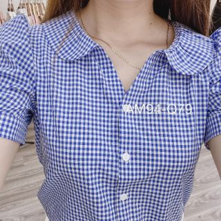 Áo sơ mi kẻ cổ sen
