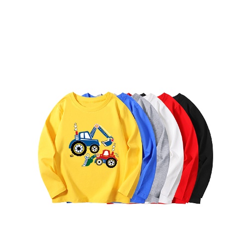 Áo phông dài tay cho bé trai chất cotton In hình máy xúc  từ 7-28kg - SUMO KIDS