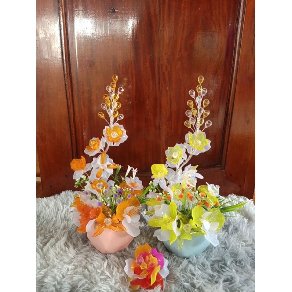 Thành phẩm hoa pha lê size 35x17cm đủ màu