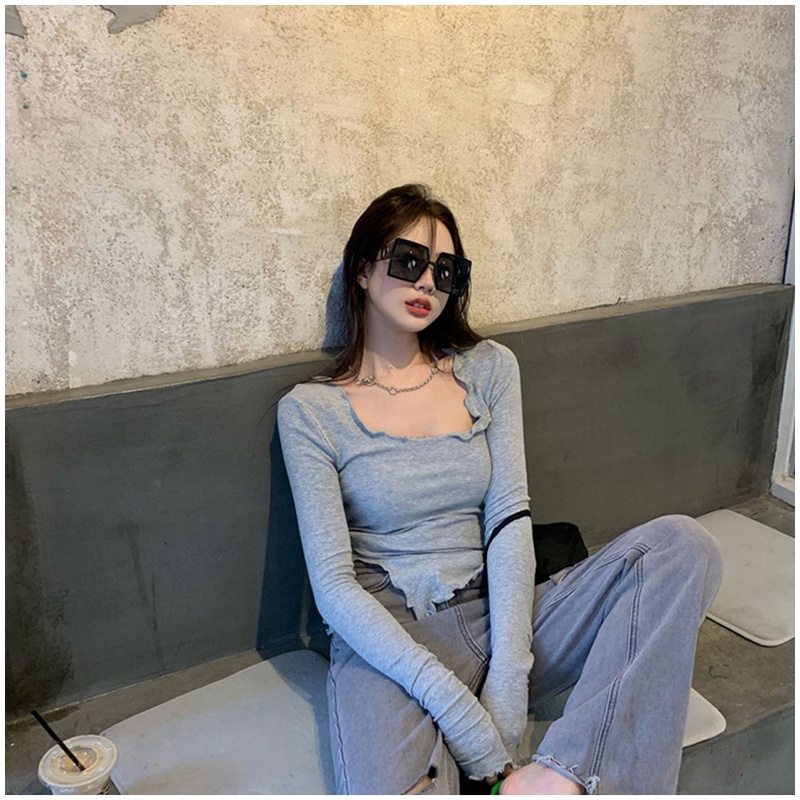 Áo thun tay dài dáng ôm thời trang Hàn Quốc cho nữ