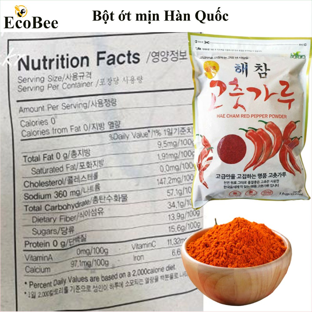 Bột ớt mịn Hàn Quốc nguyên chất loại ngon Gói 100gr/200gr/450gr, gia vị làm kim chi và nấu các món ăn -Ecobee