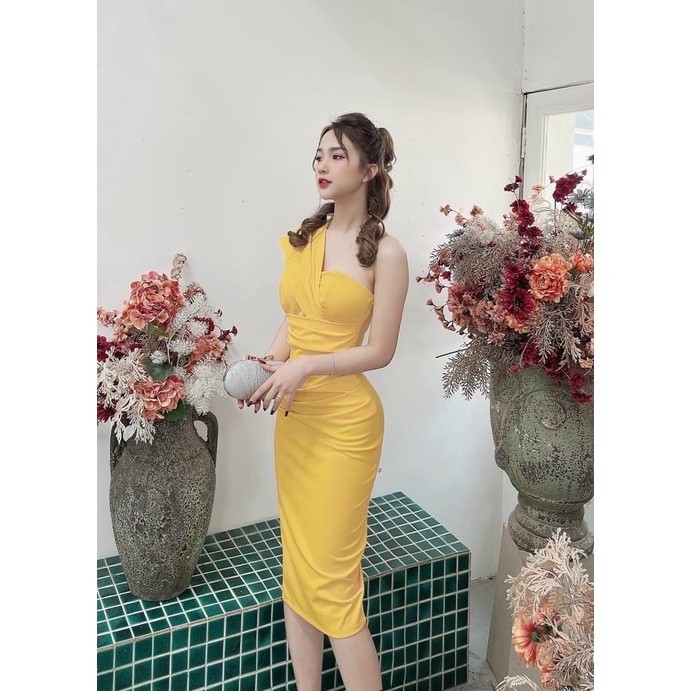Đầm Nữ Đẹp ⚡𝙎𝙄𝙀̂𝙐 𝙎𝘼𝙇𝙀⚡ Đầm Ôm Body Dáng Dài Thiết Kế 1 Vai Sang Chảnh  - 65256