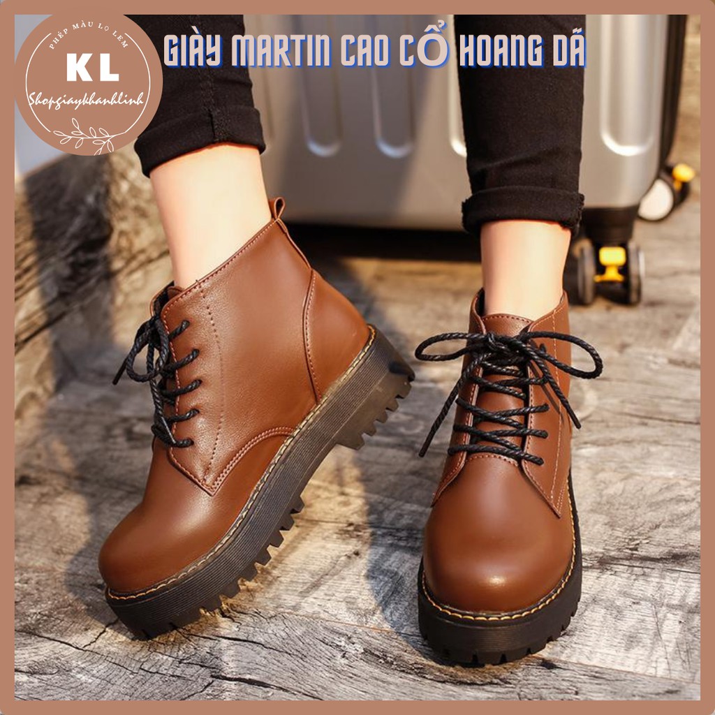 Giày/ bốt ulzzang vintage MARTIN cổ cao buộc dây tăng chiều cao mang phong cách hoang dã | BigBuy360 - bigbuy360.vn