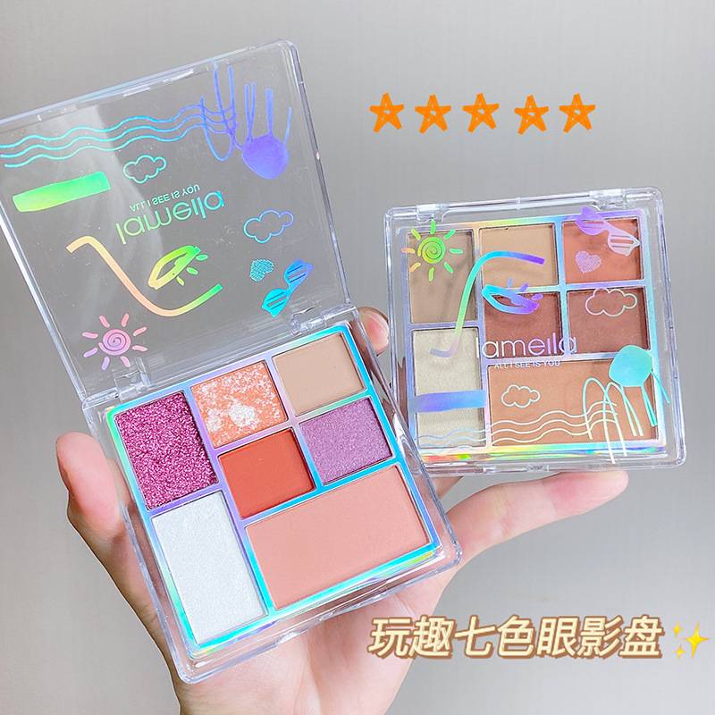 [Hàng mới về] Bảng phấn mắt Lameila trang điểm má hồng với 7 màu bắt sáng da làm đẹp