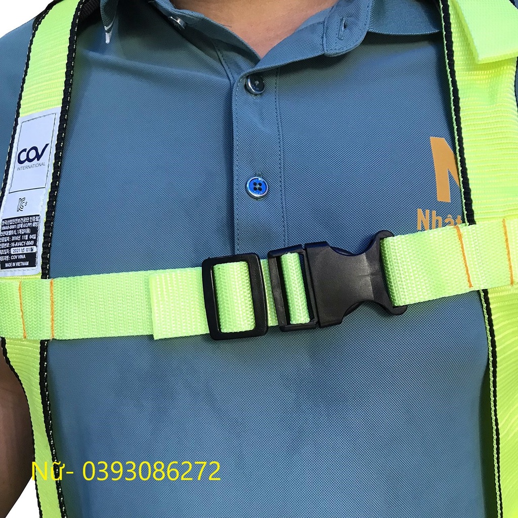 Dây đai an toàn lao động COV bán thân 1 móc nhôm khóa gài giảm sốc Hàn quốc hàng chính hãng