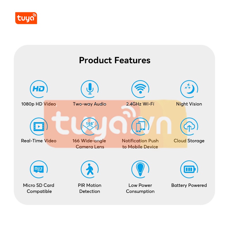 Chuông Hình Không Dây Chống Nước Chuẩn IP65 Wifi Full HD 1080P Tuya SHP-SW5C