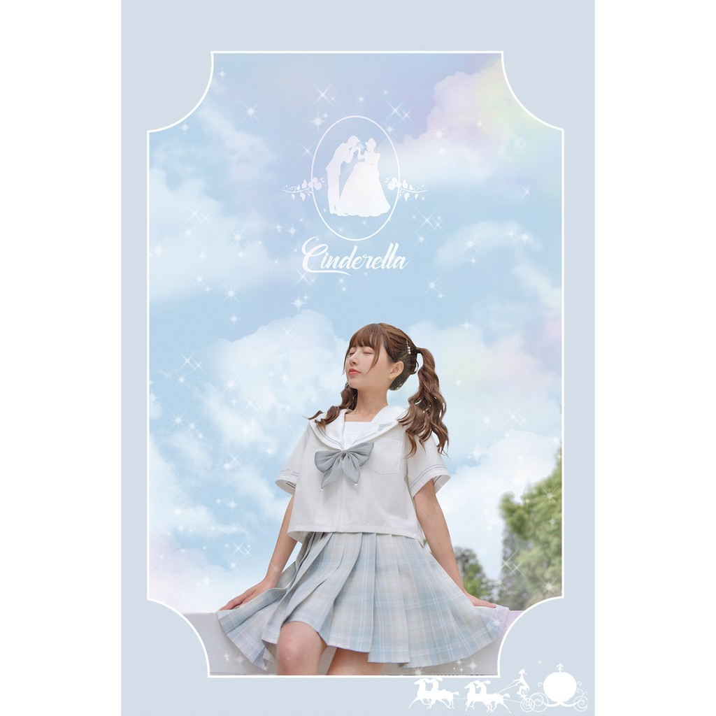 Áo blouse tay ngắn/dài kèm nơ đồng phục Seifuku cổ thủy thủ - Cinderella