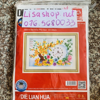 Tranh thêu chữ thập hoa mai 51x36cm chưa thêu 88814