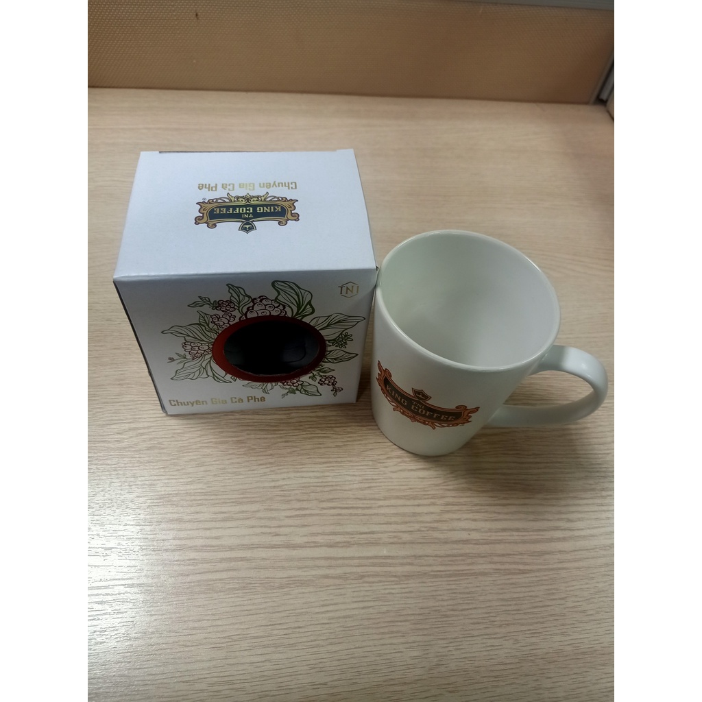 Ly sứ trắng cao cấp in logo KING COFFEE