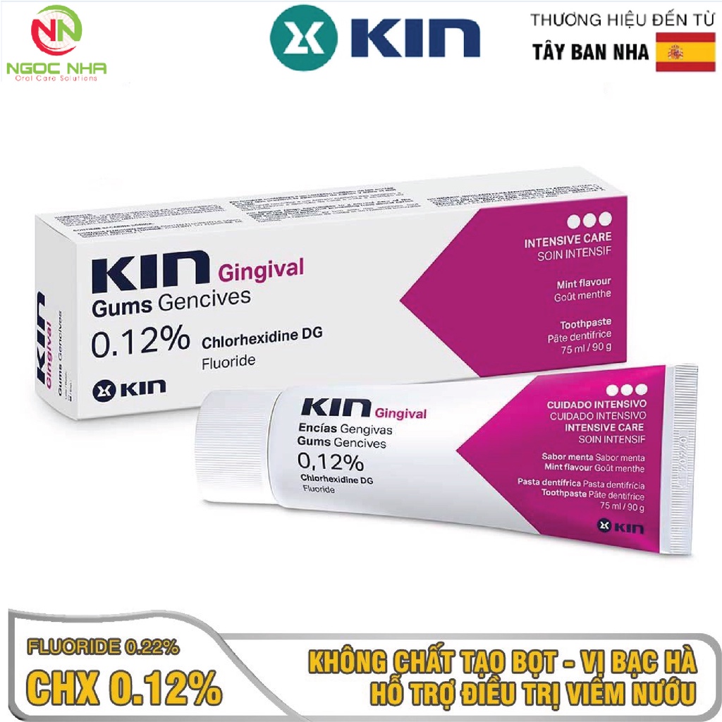 Kem đánh răng Kin Gingival 75ml ngừa viêm nướu, chảy máu chân răng / Tây Ban Nha