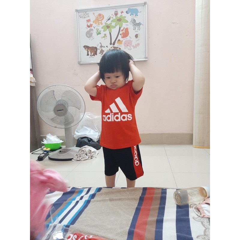 Tặng Bộ Thể Thao Adi.das Cho Bé 10-12kg 89k Màu Đỏ Cổ Tròn Cotton Việt Nam 100%