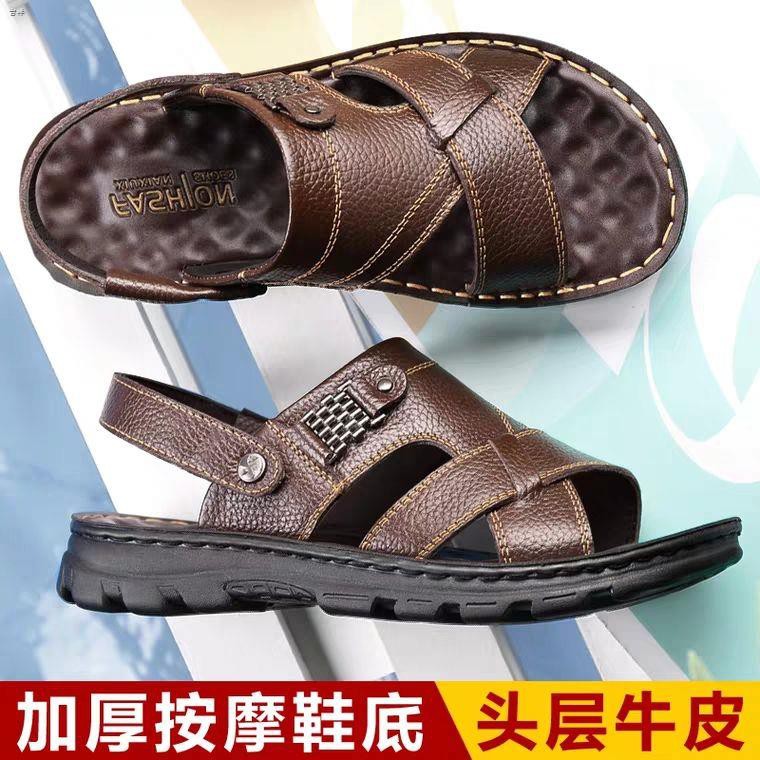 Giày Sandal Da Thật Chống Trượt Thời Trang Mùa Hè Hàn Quốc Cho Nam