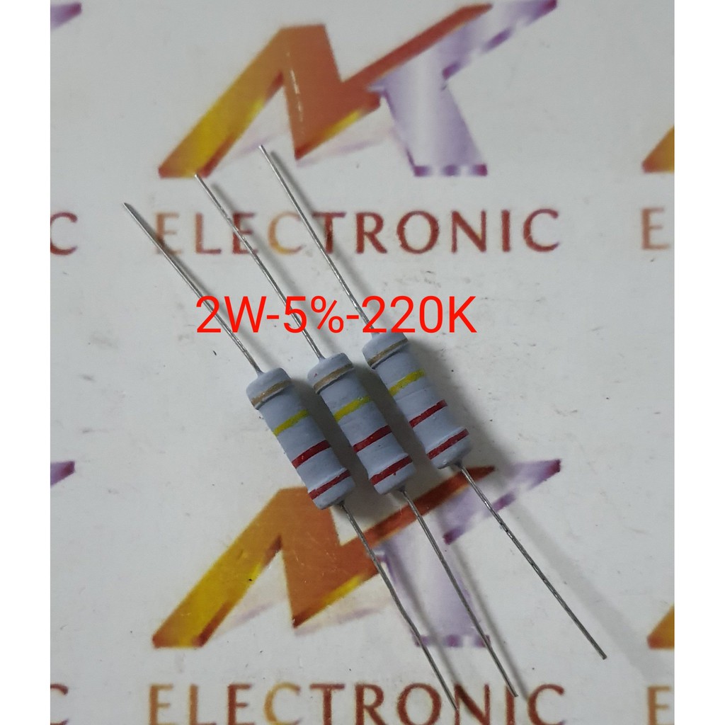 ( Combo 5 con ) Điện trở 2W 5% 220K 220 kiloohms 2 watt màng oxit (con)