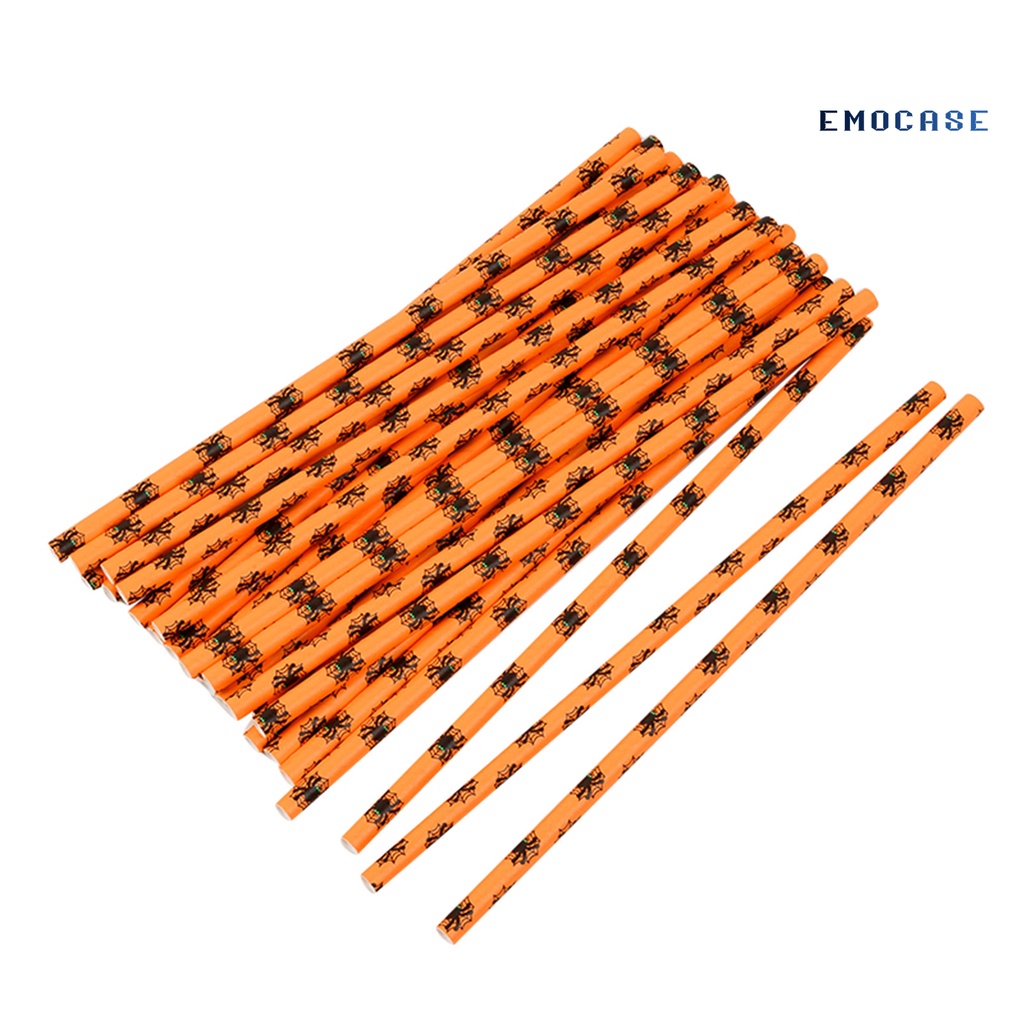 50 Ống Hút Giấy Dùng Một Lần Họa Tiết Halloween Bắt Mắt Tiện Dụng