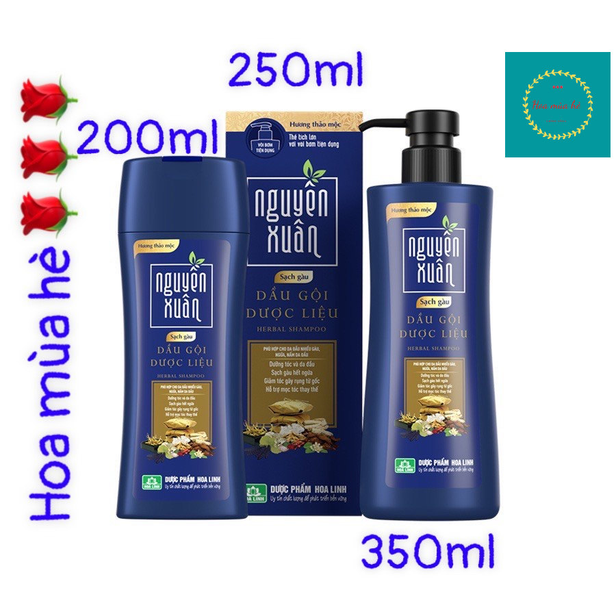 Dầu gội dược liệu Nguyên Xuân xanh đậm sạch gàu chai 200ml / 250ml / 350ml chính hãng.