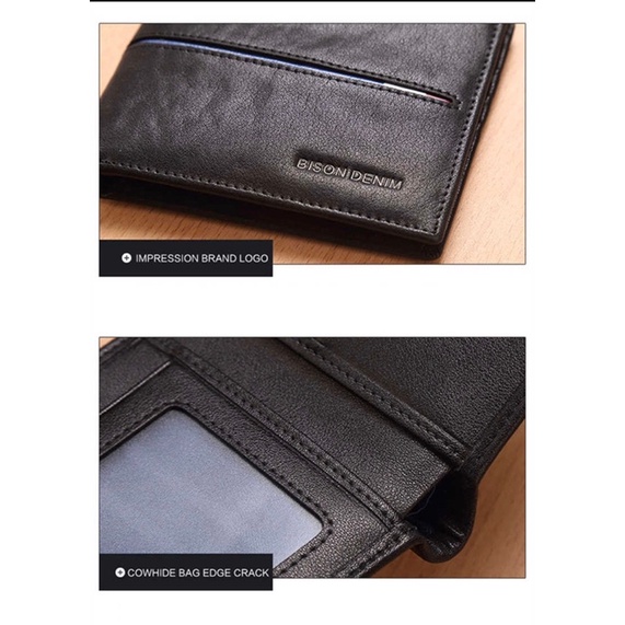 Ví nam Bison Denim N4437-2B Ví Da bò cao cấp Bảo hành 12 tháng